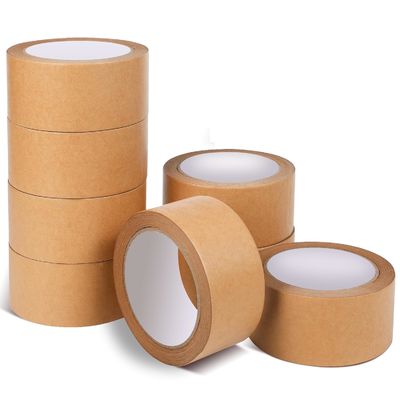 Water Activated Kraft Paper Tape 50mmx75m/150m Eco Friendly Single Sided Adhesive Brown Paper Packing Tape