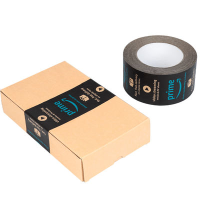 Custom Logo Brown Packaging Water Activated Gummed Thread Reinforced Wet Kraft Paper Adhesive Tape Roll for Packing Black