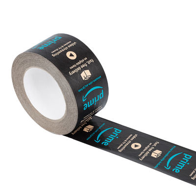 Custom Design Logo Reinforced Gummed Kraft Paper Packaging Tape Water Activated Eco Friendly Biodegradable Black Kraft Tape