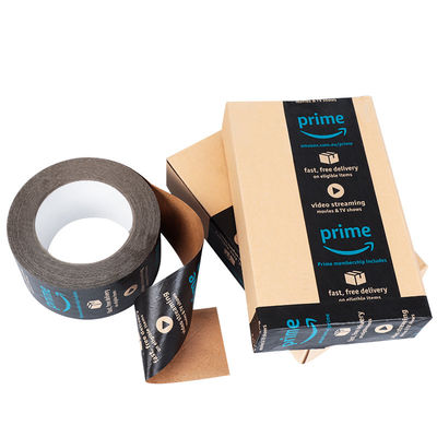 Custom Printed Logo Reinforced Brown Black Water Activated Self Adhesive Fragile Packing Gummed Kraft Paper Tape