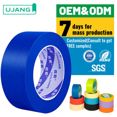 Anti-UV 14 Days  High Adhesive Crepe Paper Masking Tape Painters Blue Masking Tape for Indoor Decoration Printing